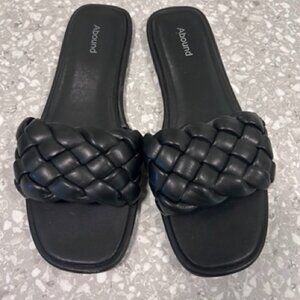 ABOUND Allyn Woven Sandal Slide, Black, Women's Size 10M